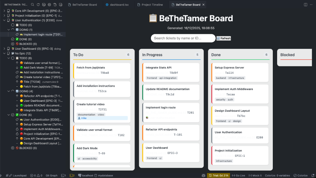 BeTheTamer Kanban Board